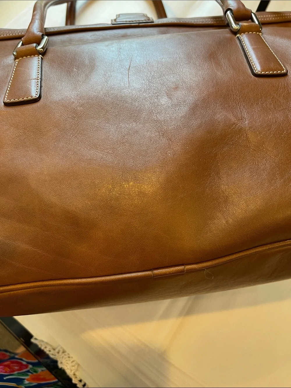 Coach LG Burnished Caramel Tan Leather Soho Buckle Flap Tote Bag Purse Satchel